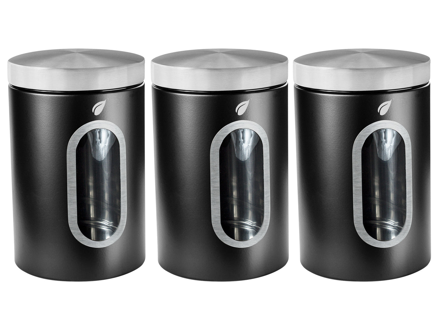 Saf-Care Kitchen Canisters - Modern Kitchen Decoration of Canister Set with Multiple Preservation Purposes by Tight Sealed Lids, Set of 3, Matte Black, Model-SC-001-MB