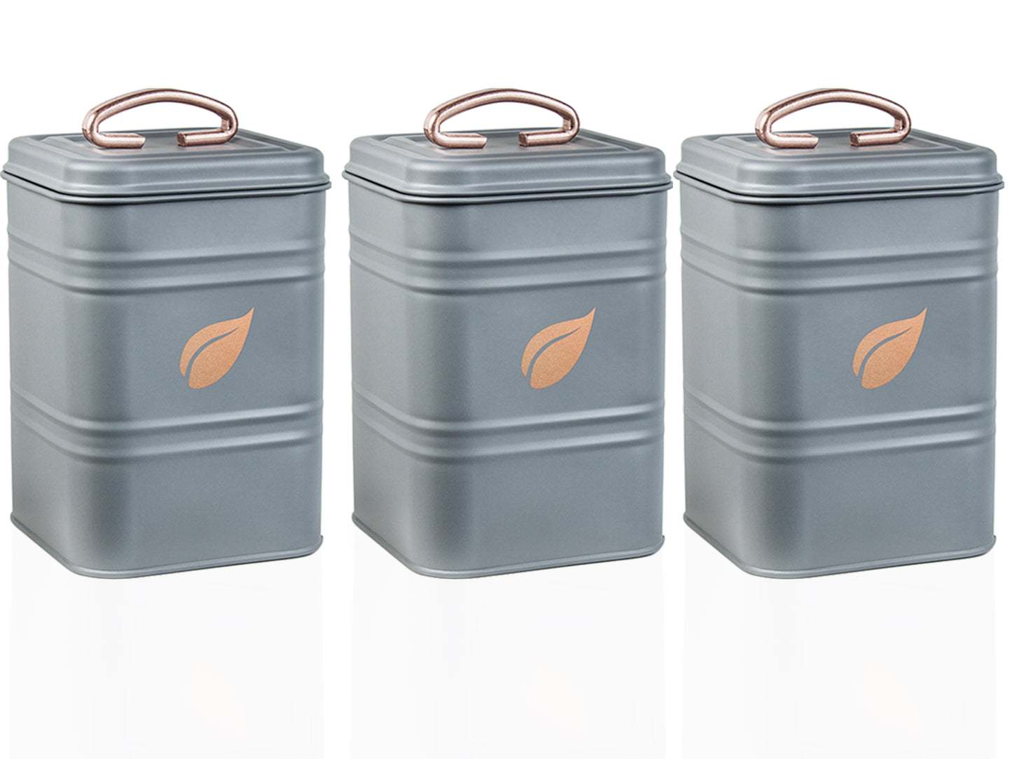 Saf-Care Kitchen Canisters - Modern Kitchen Decoration of Canister Set with Multiple Preservation Purposes by Tight Sealed Lids, Set of 3, Farmhouse Grey, Model-SC-002-Grey