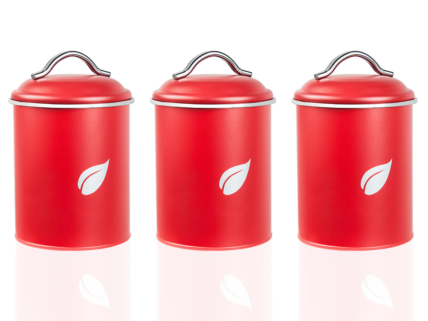 Saf-Care Kitchen Canisters - Modern Kitchen Decoration of Canister Set with Multiple Preservation Purposes by Tight Sealed Lids, Set of 3, Valentine Red, Model-SC-002-Red