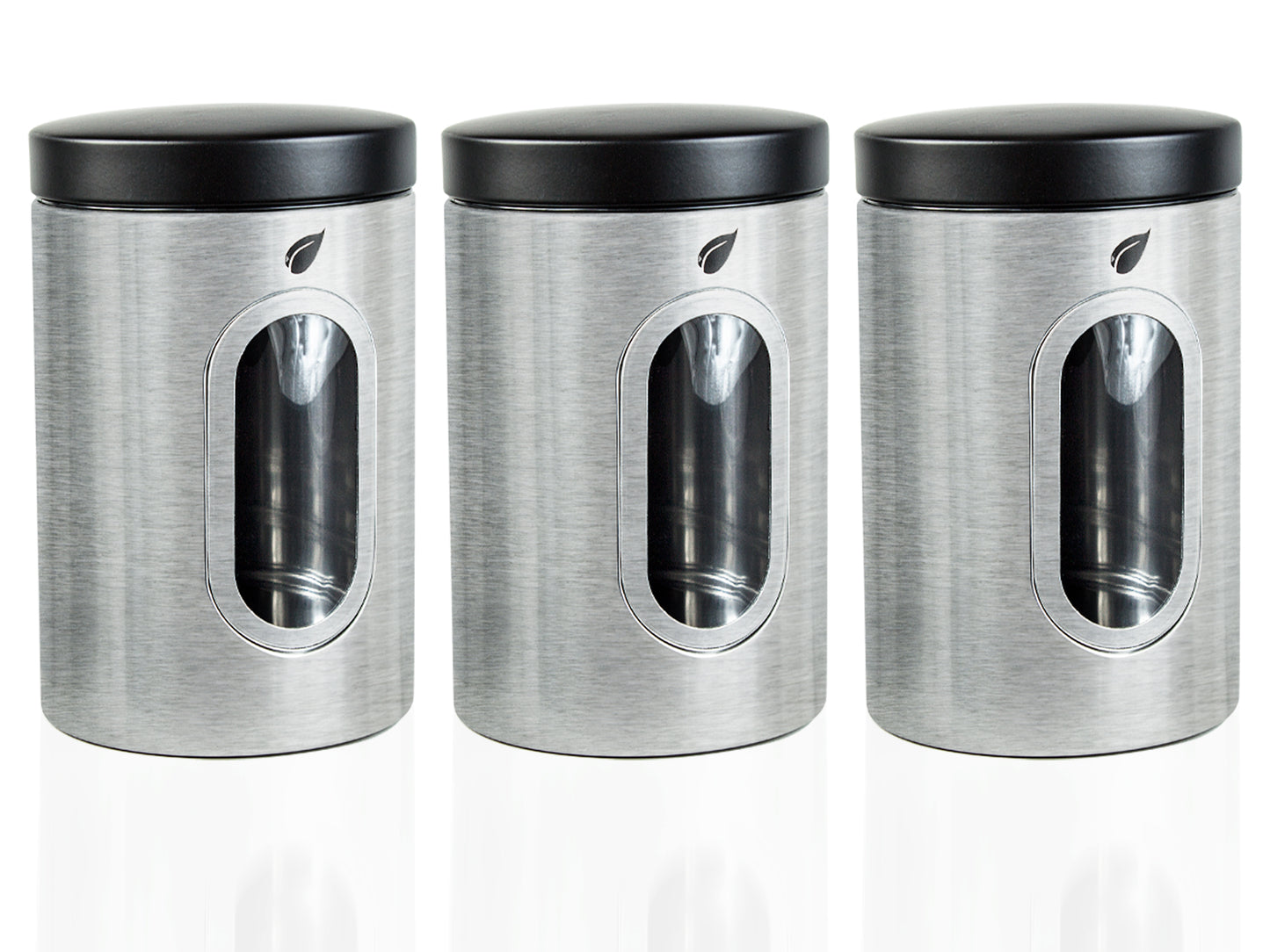 Saf-Care Kitchen Canisters - Modern Kitchen Decoration of Canister Set with Multiple Preservation Purposes by Tight Sealed Lids, Set of 3, Stainless, Model-SC-001-Steel