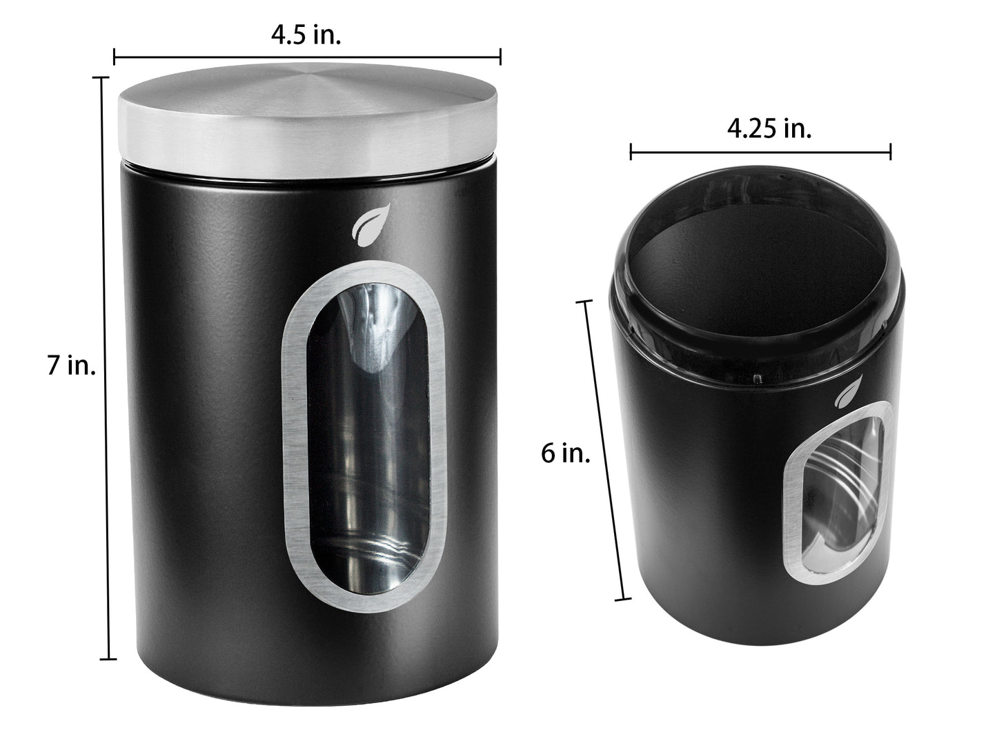 Saf-Care Kitchen Canisters - Modern Kitchen Decoration of Canister Set with Multiple Preservation Purposes by Tight Sealed Lids, Set of 3, Matte Black, Model-SC-001-MB