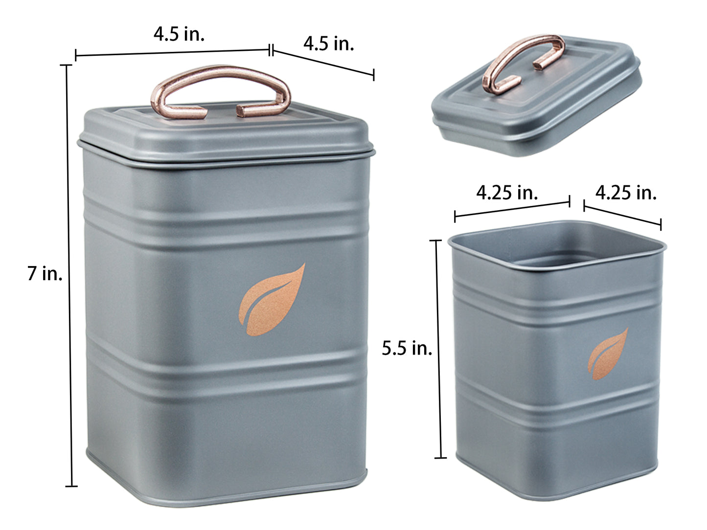 Saf-Care Kitchen Canisters - Modern Kitchen Decoration of Canister Set with Multiple Preservation Purposes by Tight Sealed Lids, Set of 3, Farmhouse Grey, Model-SC-002-Grey