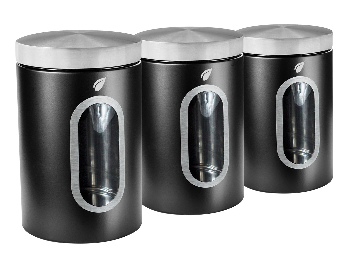 Saf-Care Kitchen Canisters - Modern Kitchen Decoration of Canister Set with Multiple Preservation Purposes by Tight Sealed Lids, Set of 3, Matte Black, Model-SC-001-MB