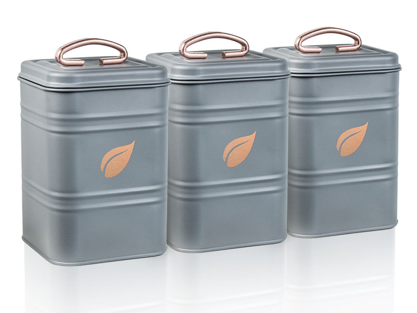 Saf-Care Kitchen Canisters - Modern Kitchen Decoration of Canister Set with Multiple Preservation Purposes by Tight Sealed Lids, Set of 3, Farmhouse Grey, Model-SC-002-Grey