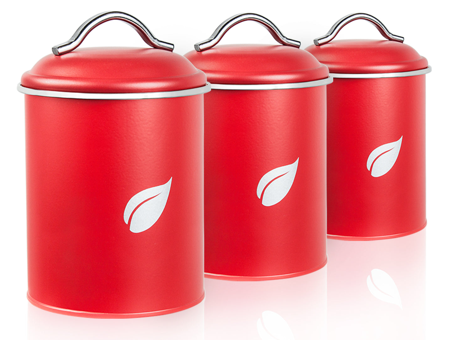 Saf-Care Kitchen Canisters - Modern Kitchen Decoration of Canister Set with Multiple Preservation Purposes by Tight Sealed Lids, Set of 3, Valentine Red, Model-SC-002-Red