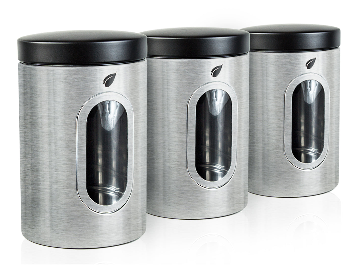 Saf-Care Kitchen Canisters - Modern Kitchen Decoration of Canister Set with Multiple Preservation Purposes by Tight Sealed Lids, Set of 3, Stainless, Model-SC-001-Steel