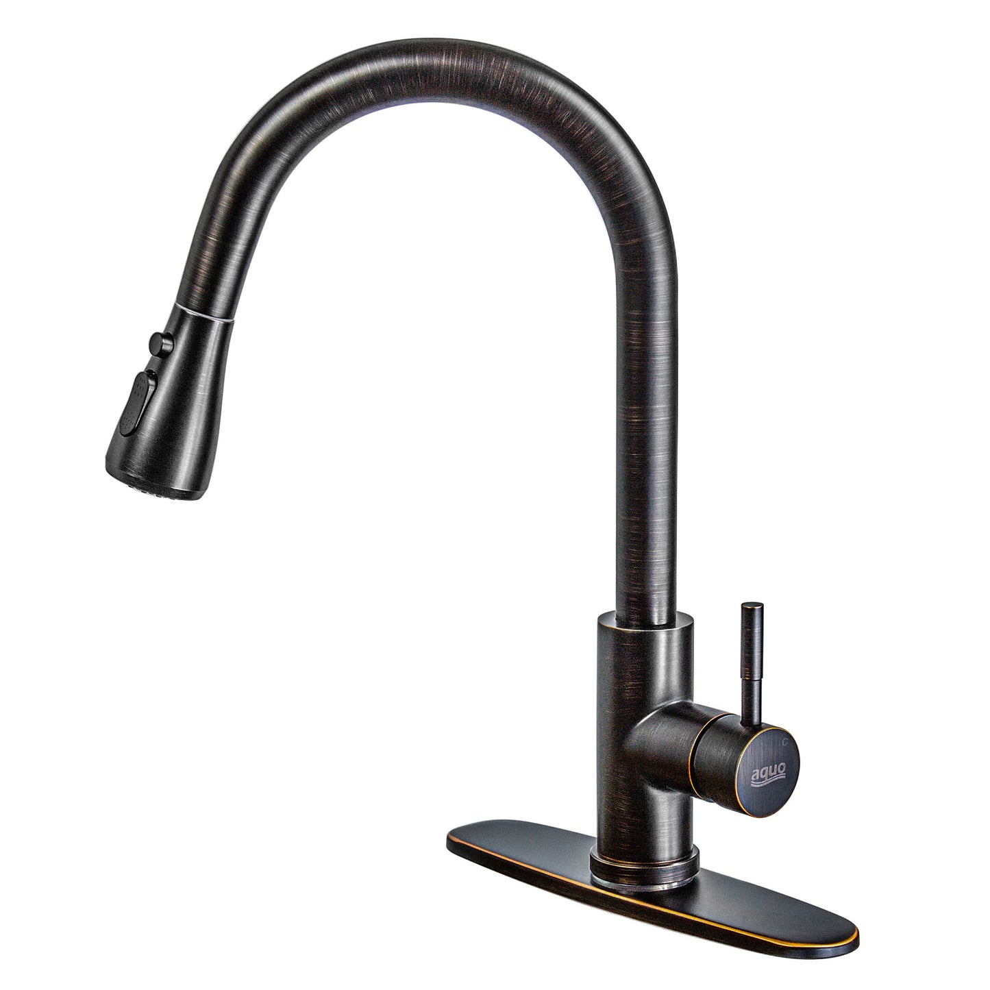 Aquo Kitchen Faucet - This Easy to Install 15" Height Sink Faucet Hole Variety Kitchen Countertops, Nicely Preventing Leaking Issue by Brass Kitchen Sink Faucet Inner Hoses Design, Oil-Rubbed Bronze, Model-205001-ORB