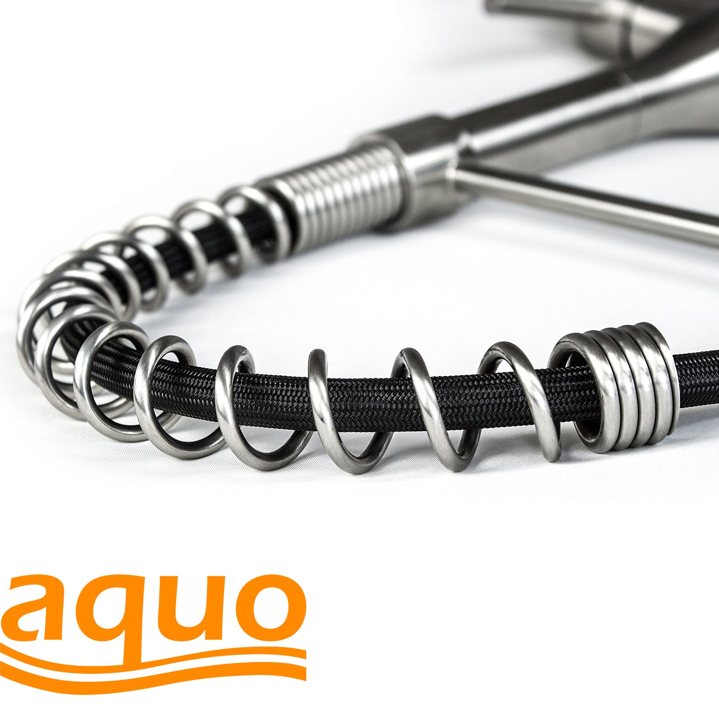 Aquo Kitchen Faucet - This Easy to Install 18" Height Sink Faucet Fits Variety Kitchen Countertops, Nicely Preventing Leaking Issue by Brass Kitchen Sink Faucet Inner Hoses Design, Brushed Nickel, Model-206007BN