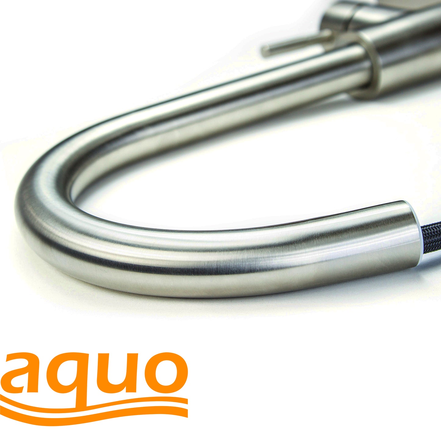 Aquo Kitchen Faucet - This Easy to Install 15" Height Sink Faucet Hole Variety Kitchen Countertops, Nicely Preventing Leaking Issue by Brass Kitchen Sink Faucet Inner Hoses Design, Brushed Nickel, Model-205001-BN