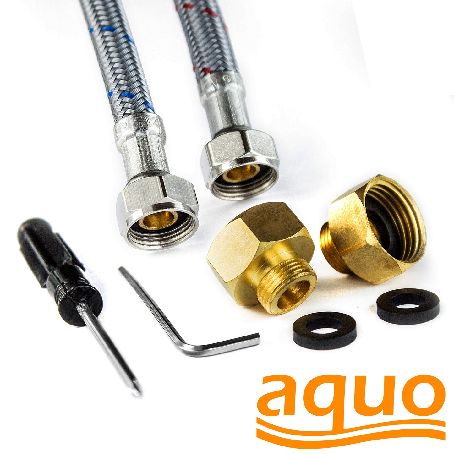 Aquo Bathroom Faucet - 7" Height Sink Faucet Fits Variety Bathroom Sink, Nicely Preventing Leaking Issue by Brass Bathroom Sink Faucet Inner Hoses Design, Brushed Nickel, Model-214008-BN