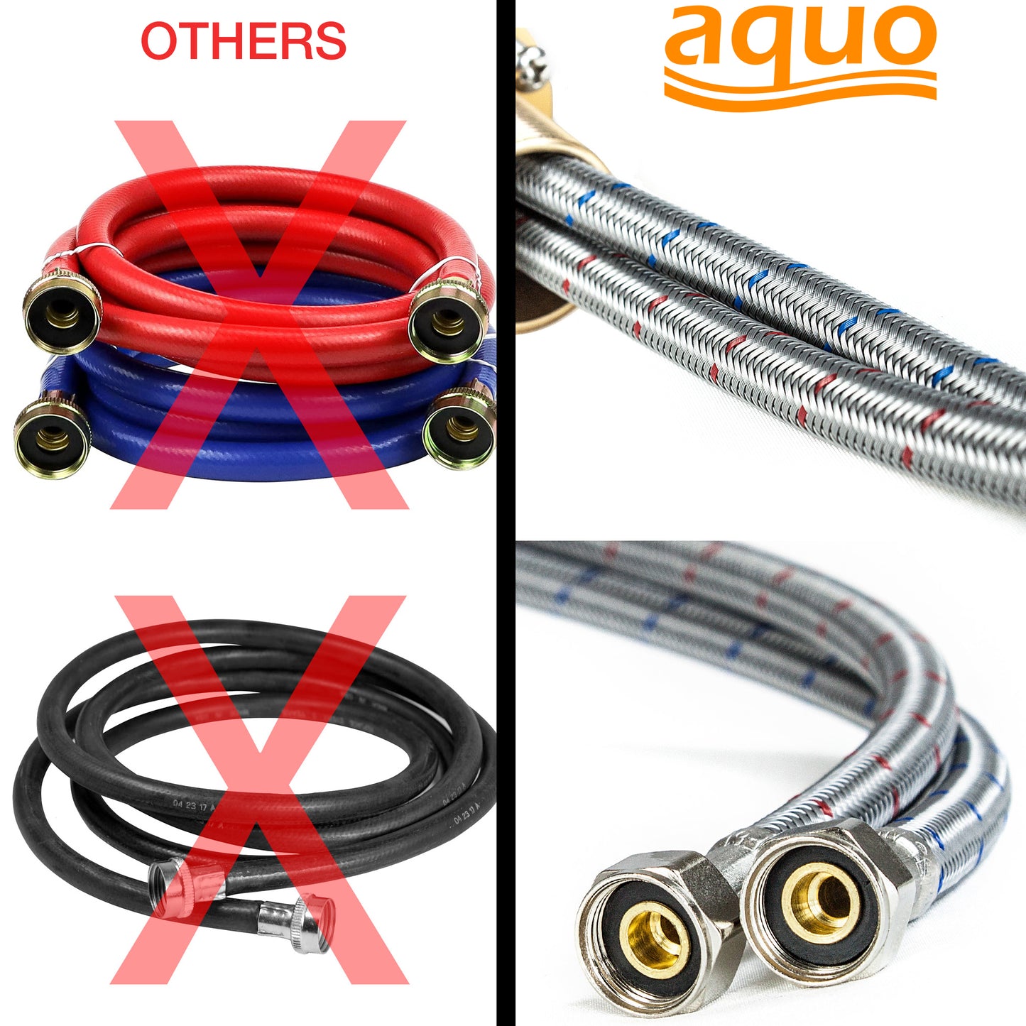Aquo Kitchen Faucet - This Easy to Install 15" Height Sink Faucet Hole Variety Kitchen Countertops, Nicely Preventing Leaking Issue by Brass Kitchen Sink Faucet Inner Hoses Design, Matte Black, Model-205001-MB