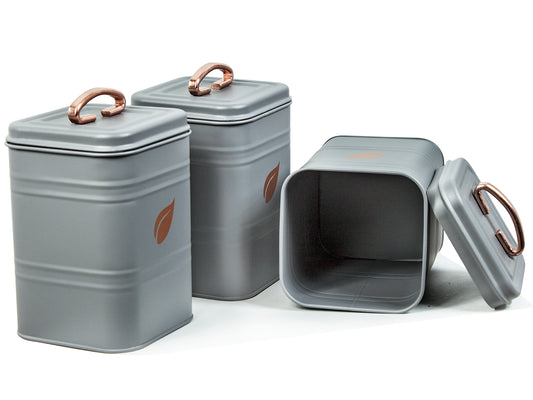 Saf-Care Kitchen Canisters - Modern Kitchen Decoration of Canister Set with Multiple Preservation Purposes by Tight Sealed Lids, Set of 3, Farmhouse Grey, Model-SC-002-Grey