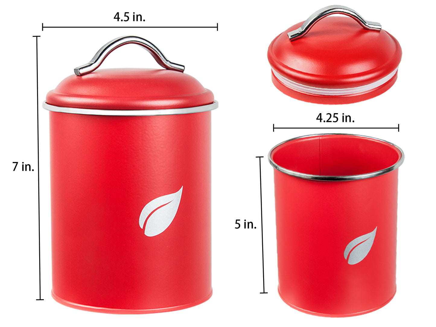 Saf-Care Kitchen Canisters - Modern Kitchen Decoration of Canister Set with Multiple Preservation Purposes by Tight Sealed Lids, Set of 3, Valentine Red, Model-SC-002-Red