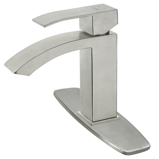 Aquo Bathroom Faucet - 7" Height Sink Faucet Fits Variety Bathroom Sink, Nicely Preventing Leaking Issue by Brass Bathroom Sink Faucet Inner Hoses Design, Brushed Nickel, Model-214008-BN